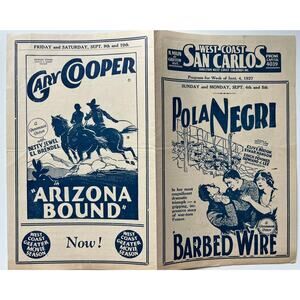 RARE 1927 Gary Cooper, Richard Dix, Pola Negri, Adolphe Menjou Movie Program